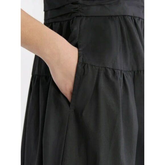 NWT, SZ L, 100% COTTON, Keyhole Front Midi Sundress, Black - Picture 2 of 3